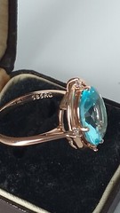Vintage 1990-s 14 Ct Rolled Gold Aquamarine Ring Size UK N US 6 3/4- Hallmarked!