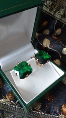 Vintage 1990″”s 14 Ct Rolled Gold Large Emerald Earrings-Hallmarked 585 RG.!