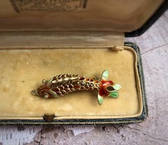 Estate Vintage Fish pendant Sterling Silver 925 Enamel Exported from China 1950′