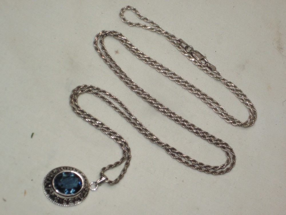 vintage UNITED STATES NAVY Sterling Silver Pendant w/ 30″ 925 chain necklace