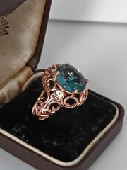 Vintage 1990-s 14 Ct Rolled Gold Aquamarine Ring Size UK P 1/2 US 8 Hallmarked!