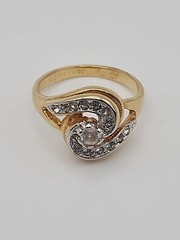 18KT HGE Yellow Gold Plated Swirl CZ Accent Cocktail Engagement Vintage Ring…