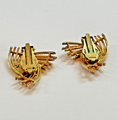 Vintage Gold Rope Twist Frond Bracelet & Clip Earring Set | 1960s