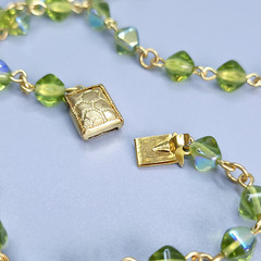 Necklace 18” Green Glass Czech Vintage Beads Women`s Jewelry Art Deco Style