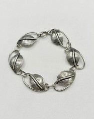 DANECRAFT 925 Sterling Silver – Vintage Floral Leaf Chain Bracelet, 7.5 Inch