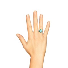 4Ct Art Deco Vintage Aquamarine & Emerald Hexagon 14K White Gold FN Wedding Ring