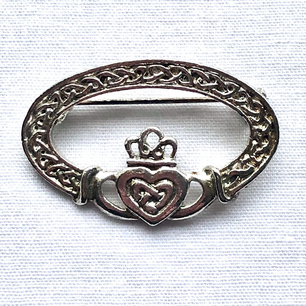Claddagh Brooch Sash Scarf Lapel Pin Irish Celtic Pride Love Luck Jewelry