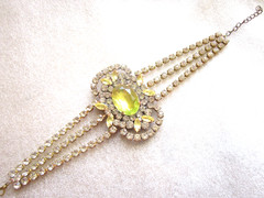 RHINESTONE VINTAGE AMAZING BEAUTIFUL CZECH HANDMADE BRACELET ”M+S” B123