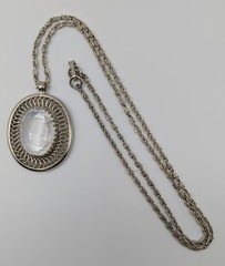 Vintage Reverse Cameo Intaglio Pendant Necklace, Unmarked (Whiting & Davis ?)