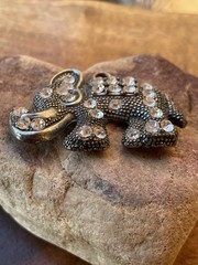VTG rhinestone zinc alloy elephant pendant keychain charm Adorable 2 1/8L X 1.5T