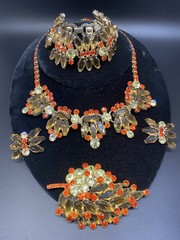 JULIANA D&E BOOK SET GRAND PARURE COFFIN RHINESTONES 5 PIECE PARURE SET