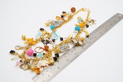 Vintage Lunch At The Ritz Necklace Gold Tone Kitty Cat Charm Rhinestone 22″