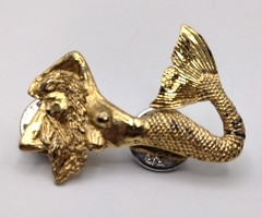 Vintage GG Harris Fine Pewter Mermaid Pins Lot of 2 Gold Plated Hand Painted