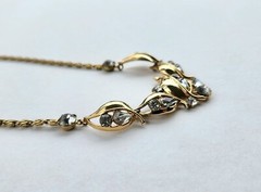 Hess-Appel NY Jolle 1940s Necklace Yellow Gold Plated Rhinestone Choker 15.25″