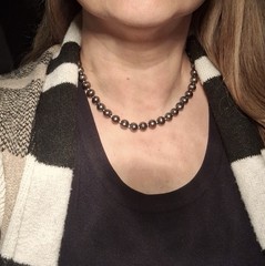 Stunning Vintage Knotted Black Freshwater Pearl Necklace 18” Dyed