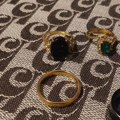 7pc Mixed Lot Rings Metal w/ Opal Stone – Gold, Silver & Black Colors Costume