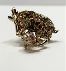 Vintage Coro Pegasus Flower Girl Seller Brooch W/ Rhinestones