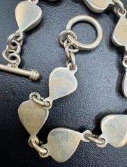 Vintage Sterling Silver Red Enamel Heart Link Bracelet 7.5″ Toggle Clasp 925 15.