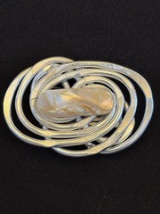 NEW Vintage Jeff Lieb Silver Tone Swirl & Pearl Swarovski Crystal Magnet Brooch