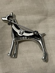 Vintage Signed Gerry’s Silver Tone Doberman Pinscher Dog Brooch Pin Figural