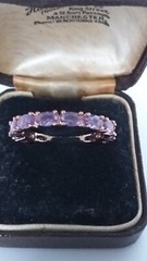 Vintage 1990-s 14 Ct Rolled Gold Amethyst Band Ring Size UK S US 9- Hallmarked.