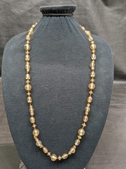 Vintage Champagne Glass Bead Necklace Chunky 70s 80s Gold Tone Long Retro ~34″