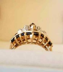 Art Deco Style Marquise Sapphire & Lab Created Diamond 14K Yellow Gold FN Ring
