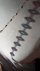 Vintage SWAROVSKI aurora borealis crystal open back bezel set necklace 36″