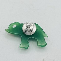 Avon Vintage 1984 Lucky Friends Elephant Lapel Pin Faux Jade Green