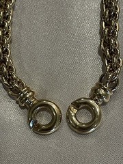 VTG Heavy Yellow Gold Plated Mogul Chain Necklace Unique Slide Grove Closure 16”