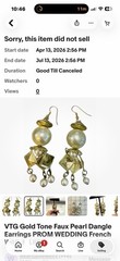 VTG Gold Tone Dangle Faux Pearls Earrings LOT 2 Pierced Lobe LIGHTWEIGHT READ 2″