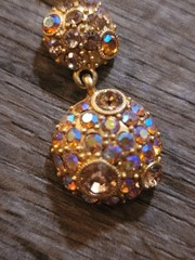 Signed 2028 Gold Tone Crystal Pendant Circles Drop Necklace 20 Inch Chain