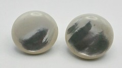 Vintage 1940s Mother of Pearl Iridescent Domed Button Screw-Back Earrings
