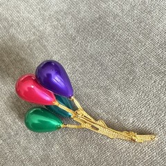 VTG Balloon Brooch Pin Balloons Gold Tone Large Big Birthday Colorful Enamel