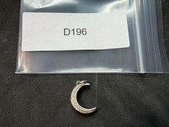 1.22g Vintage Sterling Silver 925 Crescent Moon Pendant Sparkling Accents M