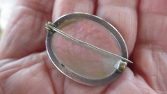 ANTIQUE BAROQUE BLISTER PEARL STERLING SILVER BROOCH