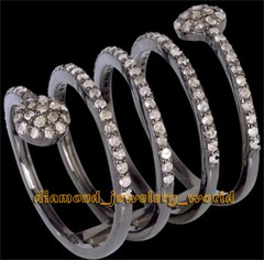 1.73ctw Genuine Old Mine Rose Cut Diamond Silver Victorian Spiral Ring Jewelry