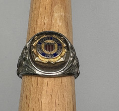 Vintage Sterling Silver United States Coast Guard Signet Ring Enameled 8.5 1790
