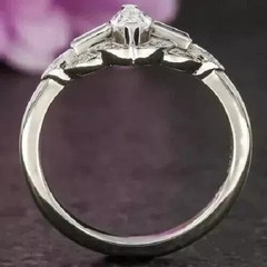 3Ct Art Deco Vintage Style Lab-Created Diamond Wedding 14K White Gold FN Ring