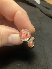 Vintage Pink Crystal Glass Bead Gold Tone Metal Dangle Screw Back Earrings