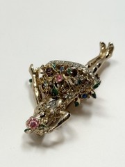 Vintage Coro Pegasus Flower Girl Seller Brooch W/ Rhinestones