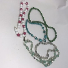 Vtg Necklace Lot Colorful Plastic Bead Mod Hong Kong Strand Retro