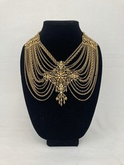 Vintage 1969 Monet Festoon Necklace Gold Tone Statement Piece Rare Excellent