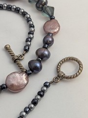 Vtg Handmade Necklace Lot Hematite Pearl Carnelian Garnet Beads Gold Filled
