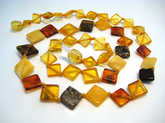 Genuine Amber Beautiful Baltic Amber Necklace Square Beads 19.5 in !!!