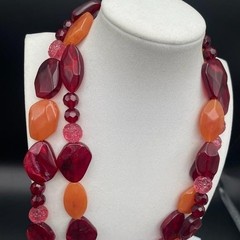 Vintage Chunky Statement Necklace Acrylic Resin Bib Beaded Y2K 90s Opera 48″