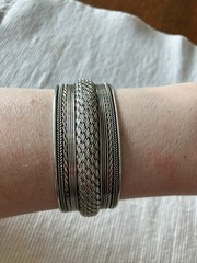 Vintage Sterling Silver Braided Cuff Bracelet ITALIAN