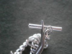 SU Curb Chain Link Vintage Shiny Silvertone Toggle T-Bar Bracelet 7.25″ ~ 14.8g