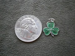 Small Lucky Irish Shamrock Vintage Sterling Silver Enamel Bracelet Charm Pendant