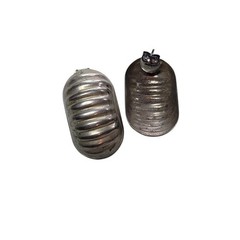 Vintage Silver Tone Ribbed Dome Stud Earrings Chunky Button 80s Retro Statement